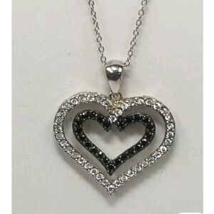 Cookie Lee Silver and Black Heart Necklace